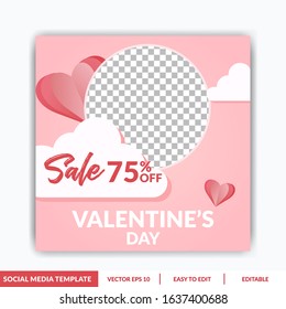 Valentine Social Media Template, Can use for advertisement,  web design, gift card, coupon, flyer, poster, and promotion special sale valentine days,