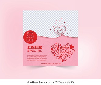 Valentine social media template vector set. Happy Valentines Day post templates for social media. Colorful vivid vector illustration with hearts symbols