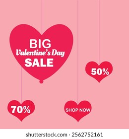 Valentine special sale poster template with bold discount text.