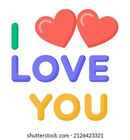 A valentine special sentence, i love you flat icon 

