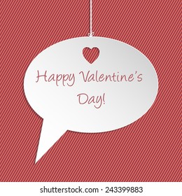 Valentine speech bubble greeting card design with text 
