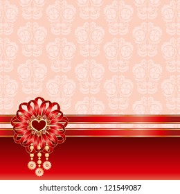 Valentine square background with a bow