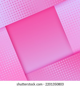 Valentine square border frame with gradient halftone dots texture vector tech background. Paper edge abstract photo framework. Corner border and empty space. Minimal style design. Poster or cover