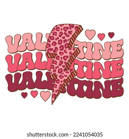 Valentine stacked wayvy text design with Leopard Lightning Bolt for Valentine's Day celebration