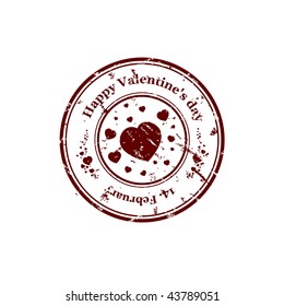 Valentine stamp with heart. Vector illustration