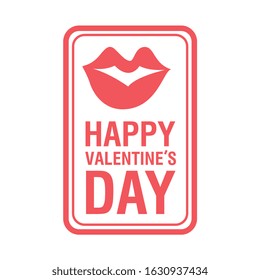 valentine stamp with lips icon over white background. vector illustration