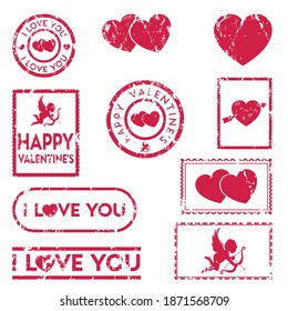 Valentine stamps vector design. this is red color high-resolution vector graphics.