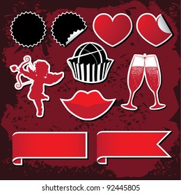 Valentine Sticker and Banner Set EPS 8 vector, grouped for easy editing.