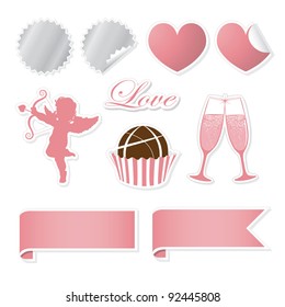 Valentine Sticker and Banner Set EPS 8 vector, grouped for easy editing.