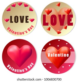 Valentine sticker design with red hearts illustration