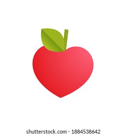 Valentine Sticker. Ilustraciones modernas de concepto de vectores planos. Icono de fruta de forma de corazón. Anuncios de medios sociales.