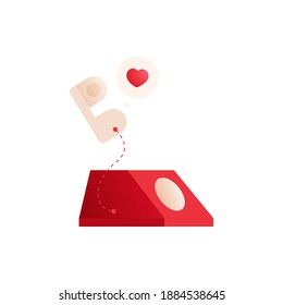 Valentine Sticker. Modern Flat Vector Concept Illustrations. Red Phone with Heart Message Icon. Social Media Ads.