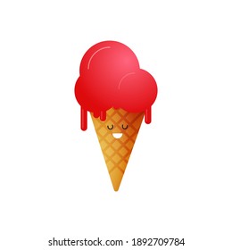 Valentine Sticker. Modern Flat Vector Concept Illustrations. Ice-cream Icon. Social Media Ads.