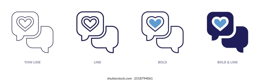 Valentine stickerbook icon in 4 different styles. Thin Line, Line, Bold, and Bold Line. Duotone style. Editable stroke.