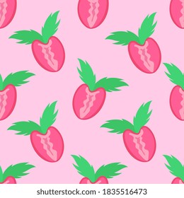 valentine strawberry repeat seamless pattern. textile background mosaic design