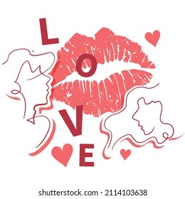 Diseño minimalista al estilo de San Valentín. Ilustración del vector