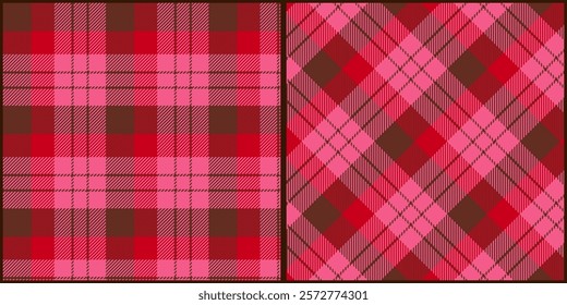 Valentine style plaid seamless pattern vector. Background graphic tartan fashion design use for print, texture, cloth, fabric, flannel.	