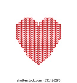 Valentine with a stylized heart cozy, knit from yarn. Made in vector, perfect for greeting cards in honor of Valentine's day and patterns.