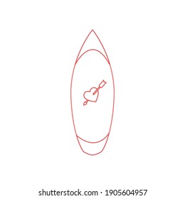 Valentine  Surfboard  Color Line Icon