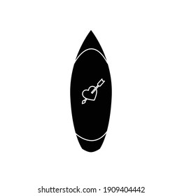Valentine Surfing Board Solid Icon