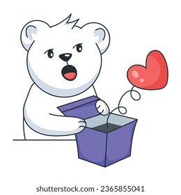 Valentine surprise sticker in flat style 