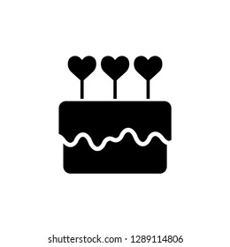 Valentine symbol : Birthday cake icon in flat style for your design, logo. Vector illustration.