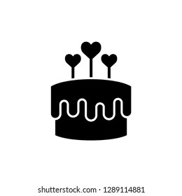 Valentine symbol : Birthday cake icon in flat style for your design, logo. Vector illustration.