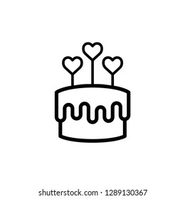 Valentine symbol : Birthday cake icon in flat style for your design, logo. Vector illustration.