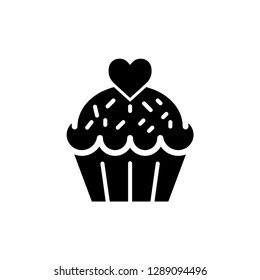 Valentine symbol : Cupcake icon, Small cake designed to serve one person.