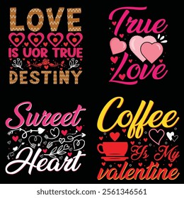 Valentine T shirt Design set, valentines day typography t shirt bundle