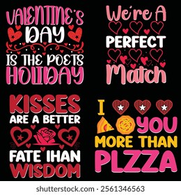 Valentine T shirt Design set, valentines day typography t shirt bundle