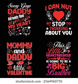 Valentine T shirt Design set, valentines day typography t shirt bundle