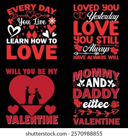 Valentine T shirt Design set, valentines day typography t shirt bundle