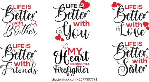 Valentine T shirt Design set, valentines day  typography t shirt bundle
