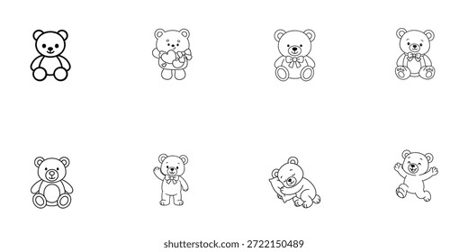 Valentine Teddy Bear Outline vector and illustration 