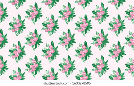 Valentine template design with leaf and flower elegant pattern background.