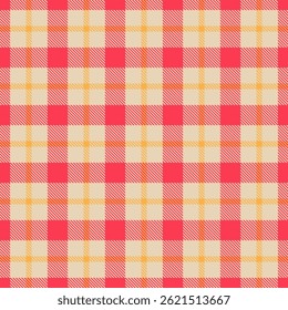 Valentine textile check texture, genuine background fabric plaid. Beautiful seamless vector pattern tartan in light and red colors palette.