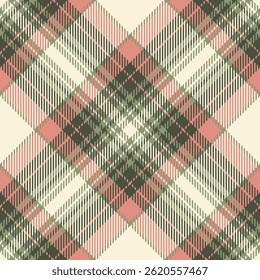 Valentine textile tartan plaid, scratch background seamless fabric. Wrapping check vector pattern texture in pastel and papaya whip colors palette.