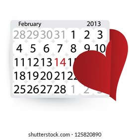 Valentine that attached to calendar opened on February
