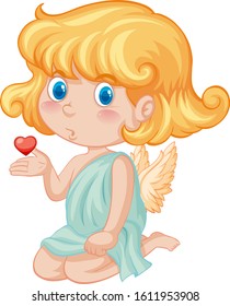 Valentine theme and cupid blowing kisses illustration