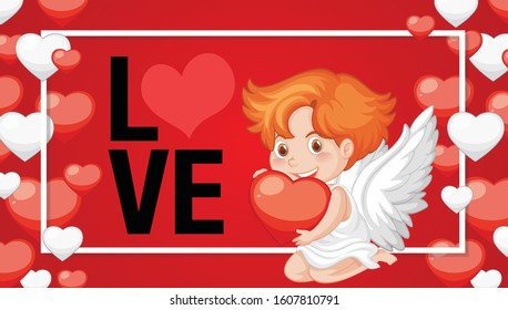 Valentine theme with cupid and red hearts illustration