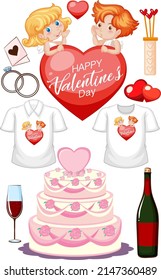 Valentine theme with cupid and shirts illustration