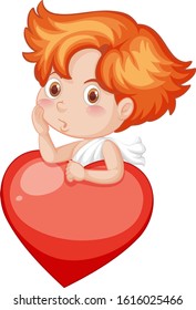 Valentine theme with cute cupid and red heart illustration