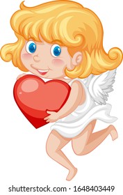 Valentine theme with cute cupid and red heart illustration
