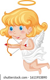 Valentine theme with cute cupid shooting arrow illustration