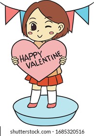 valentine theme girl chibi vector