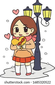 valentine theme girl chibi vector