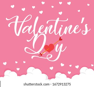 Valentine theme with hearts on pink background illustration