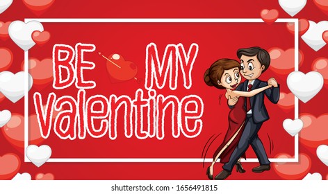 Valentine theme with love couple dancing illustration