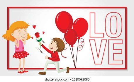 Valentine theme with lovers on the card illustration